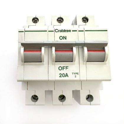Crabtree Polestar 632/20 20A 20 Amp 3 Pole Phase MCB Circuit Breaker Type 2